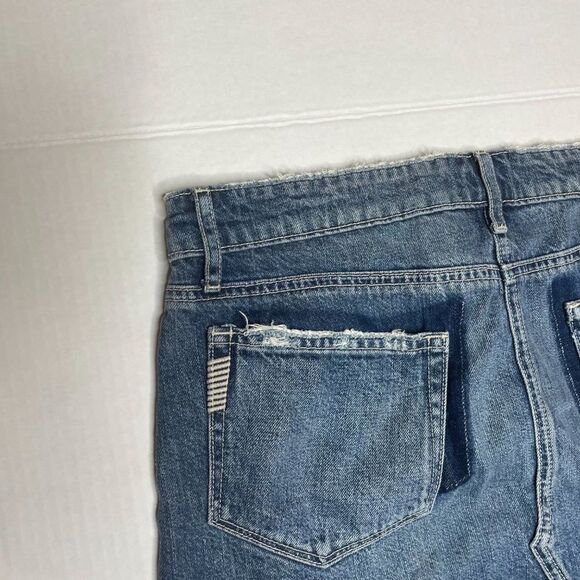Paige Alethea Vale Denim Mini Skirt Blue Raw Hem Size 27 - Picture 8 of 14